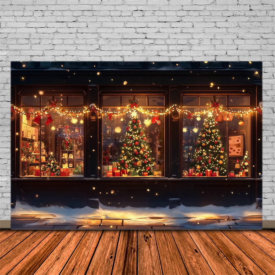 Weihnachtsladen-Hintergrund Winterliche Schaufensterbeleuchtung Weihnachtswand-Hintergrund RR69-45