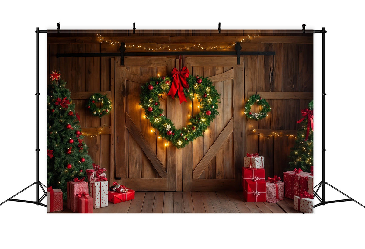 Weihnachtskulisse Mit Scheunentor Rustikale Scheunentür Mit Kranz Weihnachtskulisse Für Den Innenbereich RR69-55