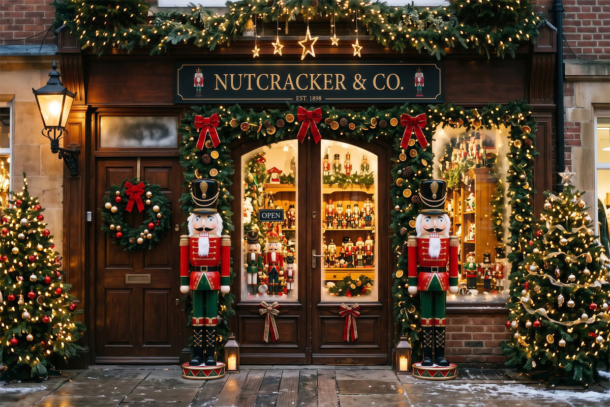 Weihnachtsladen-Hintergrund Nussknacker-Spielzeugladen Weihnachtswand-Hintergrund RR69-82