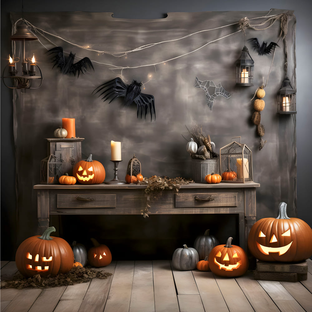 Halloween Kürbislaternen Fotohintergrund RR7-104