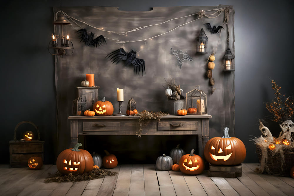 Halloween Kürbislaternen Fotohintergrund RR7-104