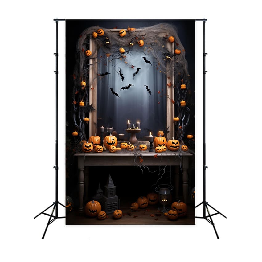 Halloween Böse Kürbiskerzen Fledermäuse Hintergrund RR7-115