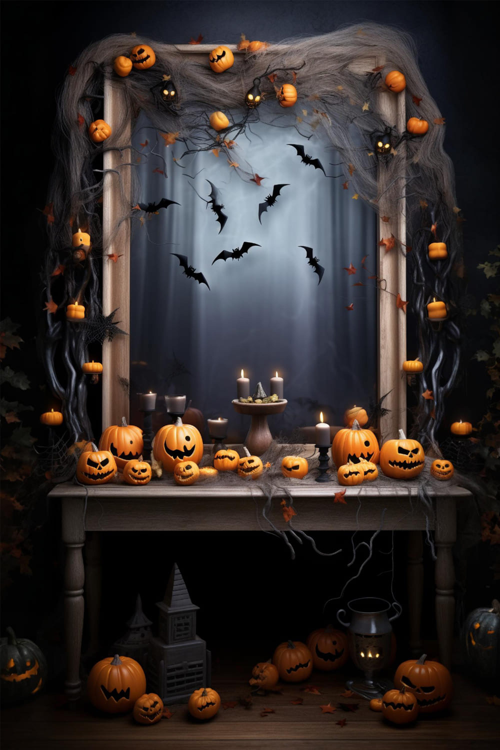 Halloween Böse Kürbiskerzen Fledermäuse Hintergrund RR7-115