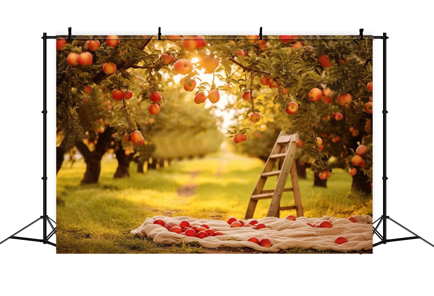 Herbst Apfelbäume Feld Sonnenschein Hintergrund RR7-153