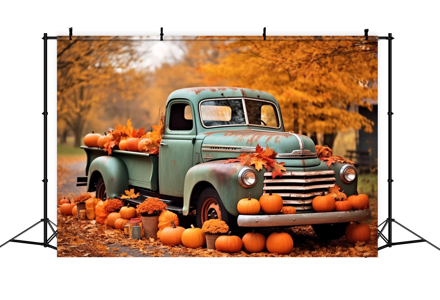 Herbst Ahornbäume Kürbisse Lkw-Hintergrund RR7-160