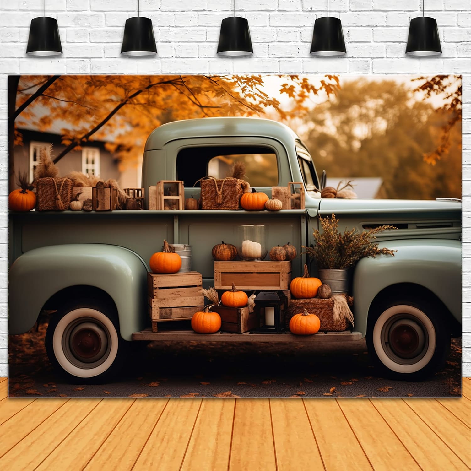 Herbst Kürbisse Ernte Retro LKW Hintergrund RR7-162