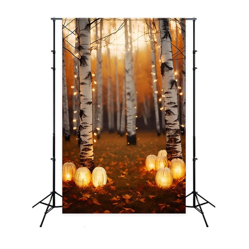 Herbst-Birkenbäume Lichter Fotografie Hintergrund RR7-164