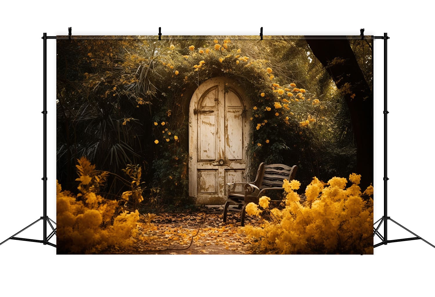 Alte Steintür Blumen Herbst Hintergrund RR7-170