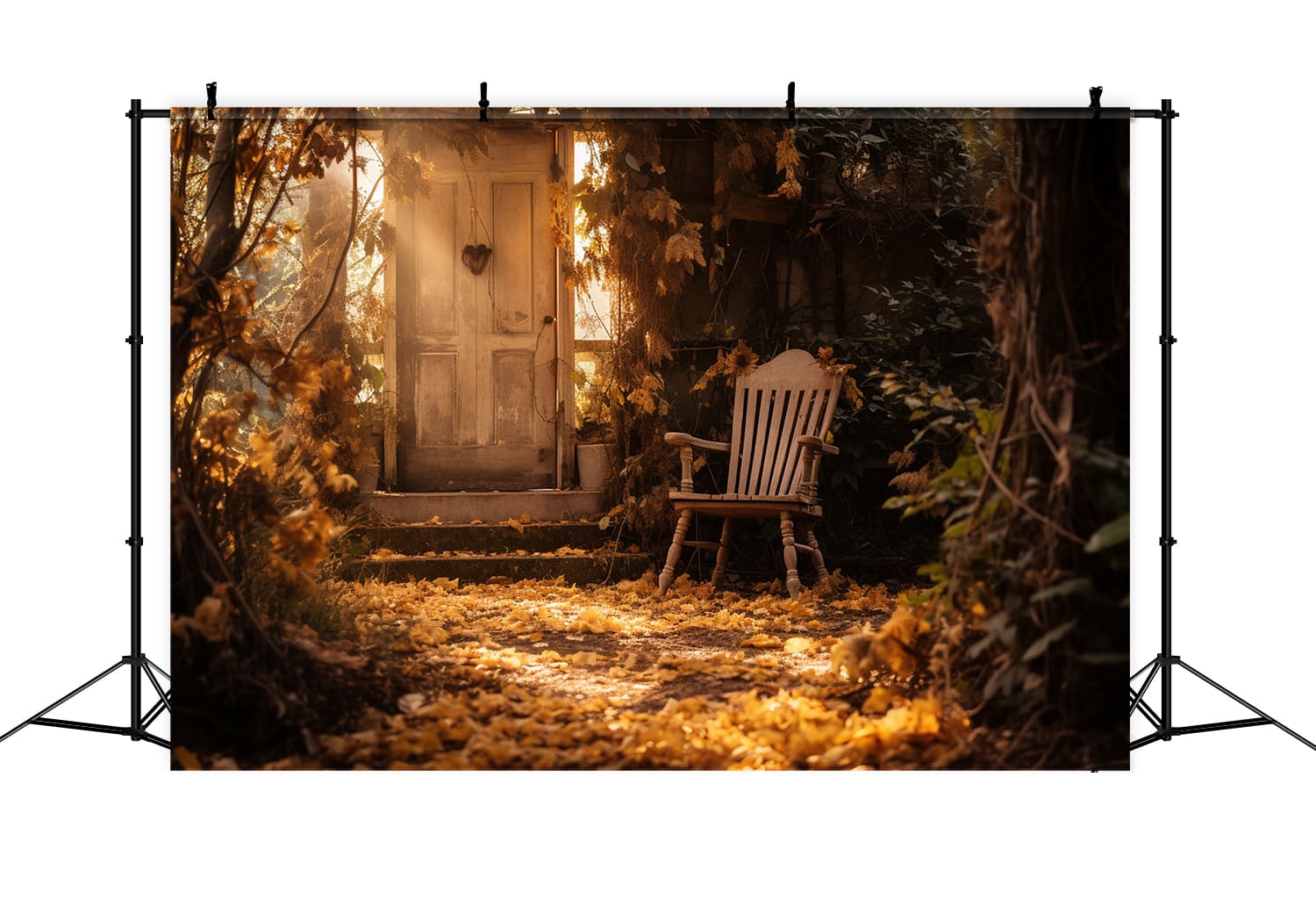 Rustikaler Tür-Herbst-Sonnenuntergang-Fotohintergrund RR7-173