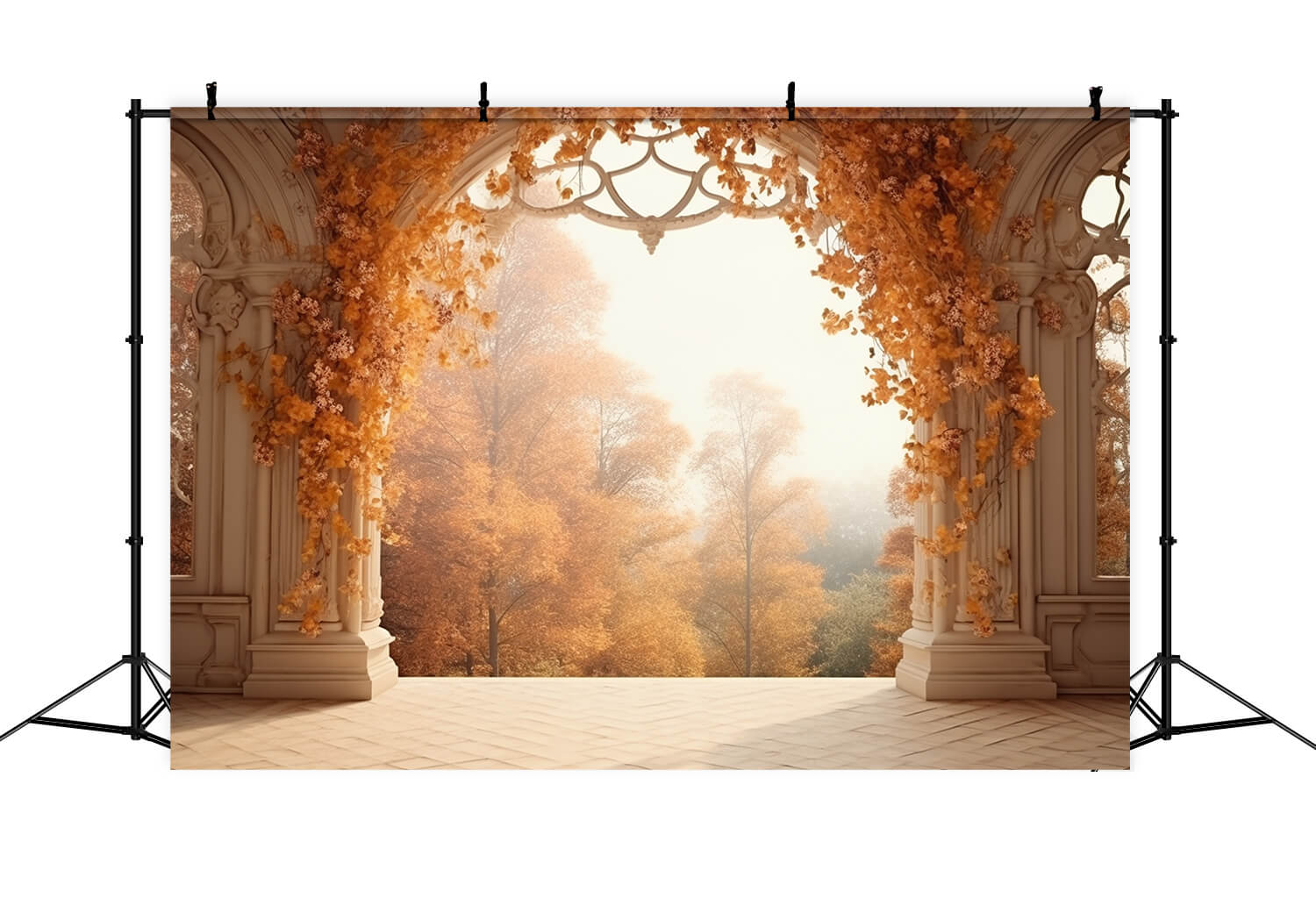 Herbstliche Waldlandschaft Schloss Bogen Hintergrund RR7-179