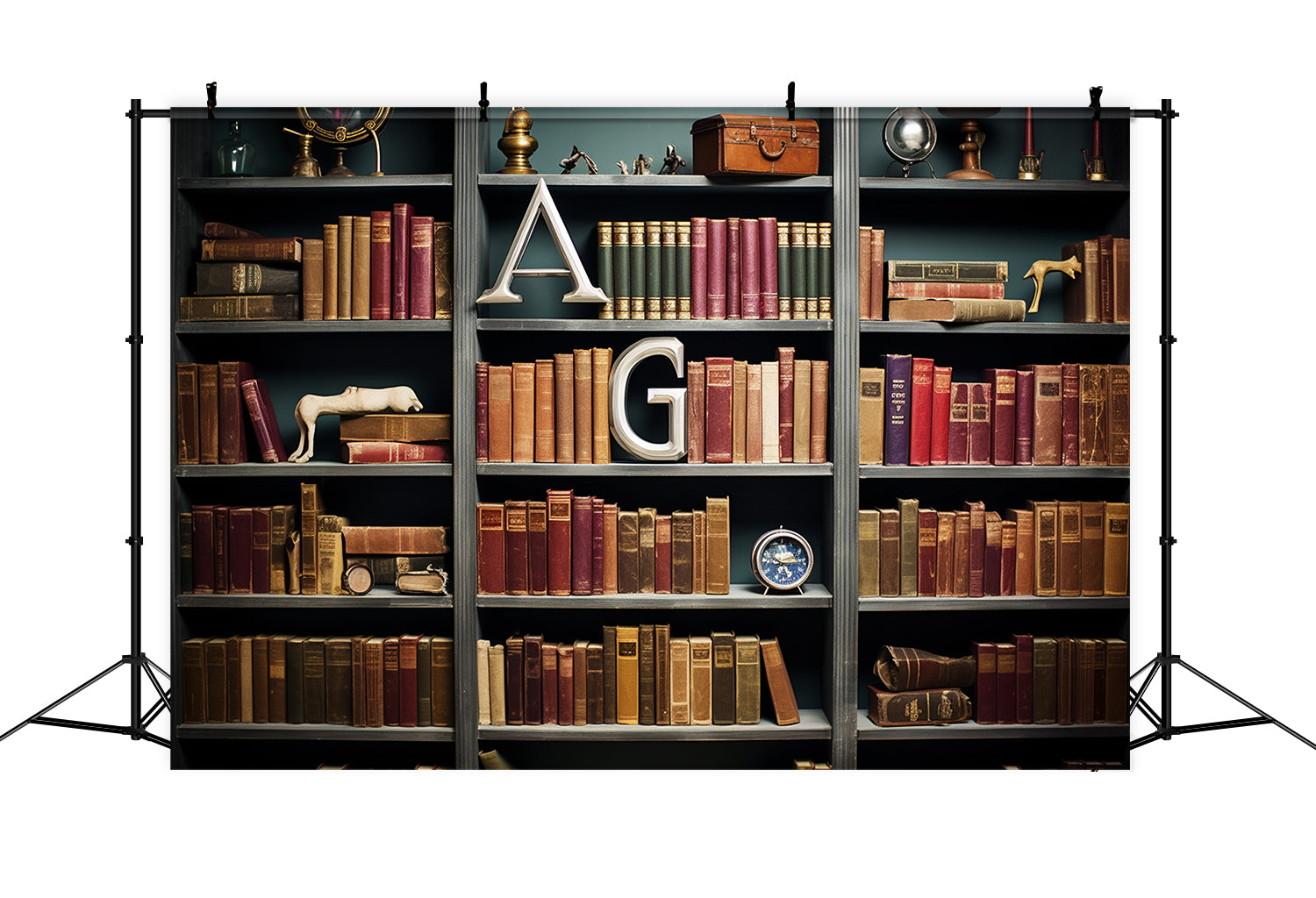 Back to School Klassisches Bücherregal Backdrop RR7-194
