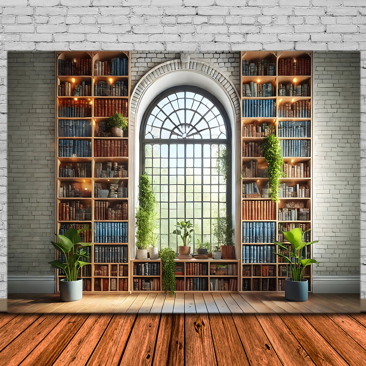 Bücherregal Bogen Fenster Back to School Hintergrund RR7-210