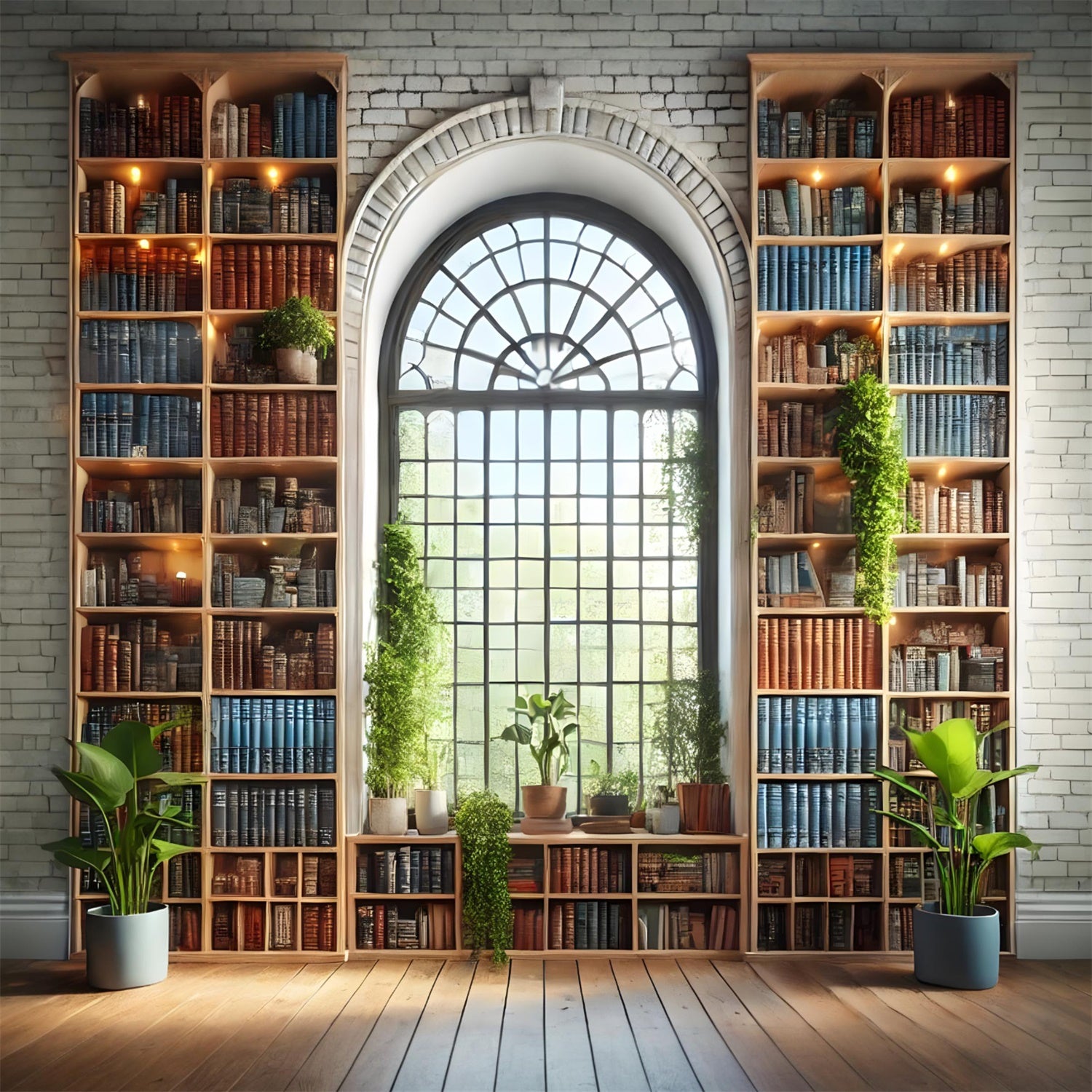 Bücherregal Bogen Fenster Back to School Hintergrund RR7-210