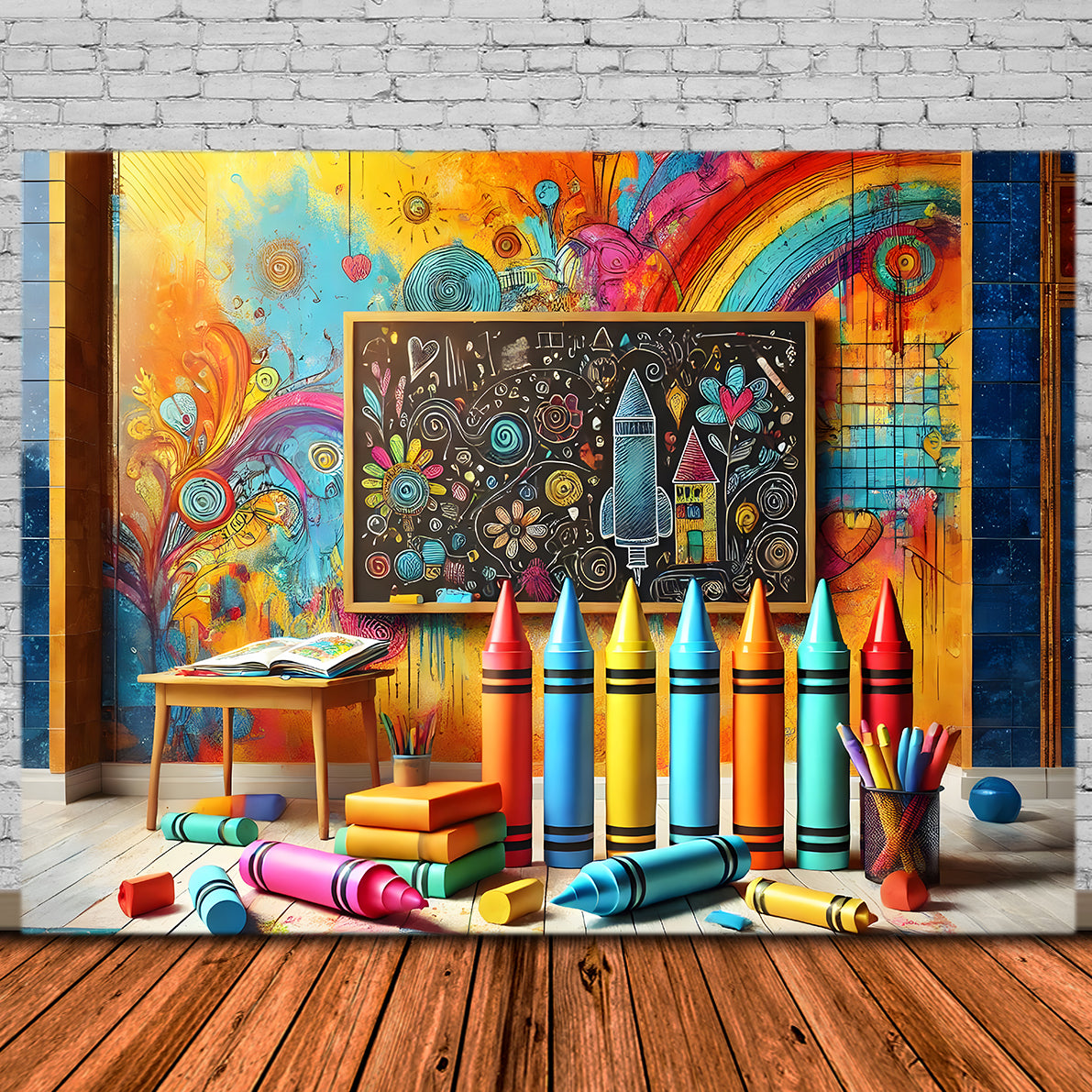 Buntstifte Malerei Back to School Backdrop RR7-211