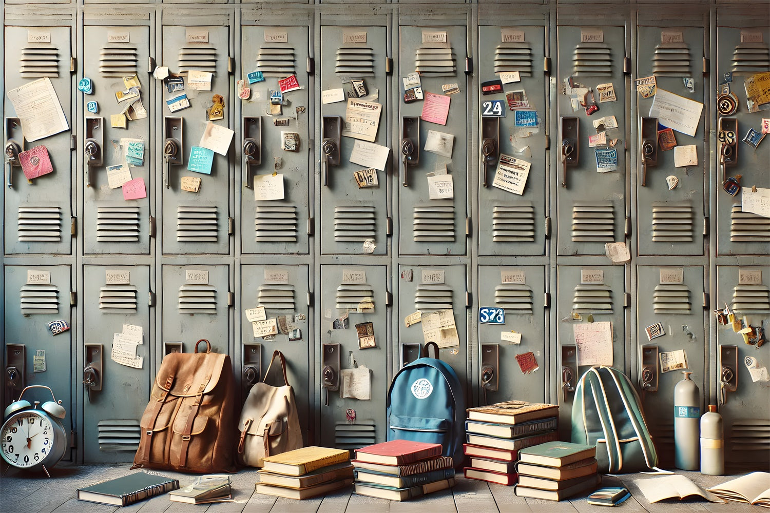 Back to School Schließfach Belongings Backdrop RR7-212