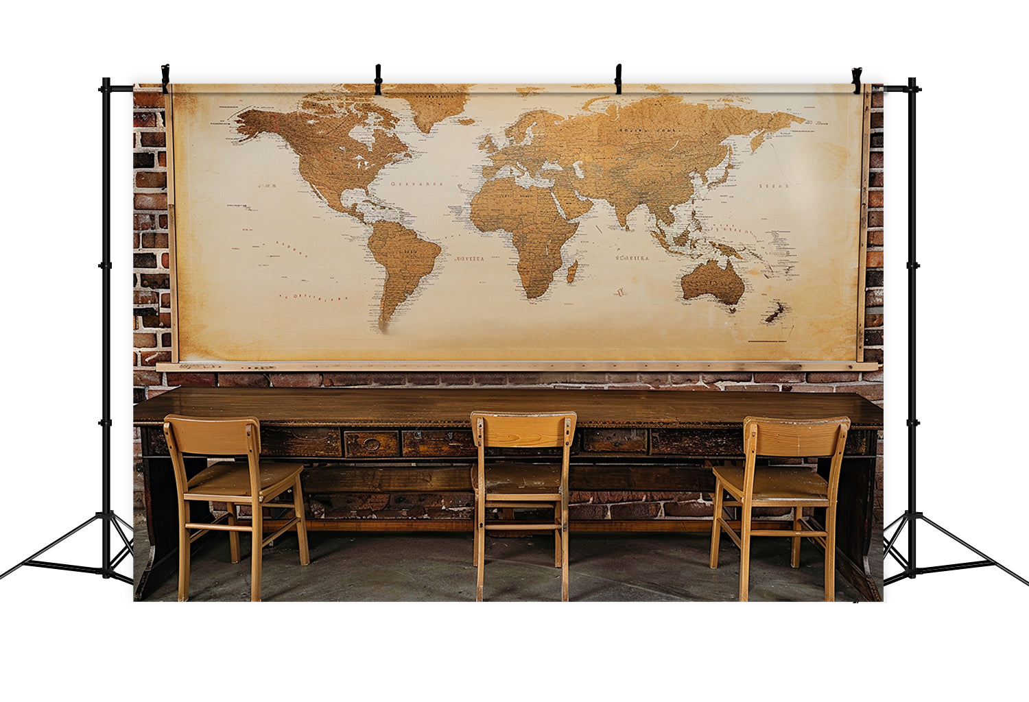 Klassenzimmer Weltkarte Back to School Backdrop RR7-214