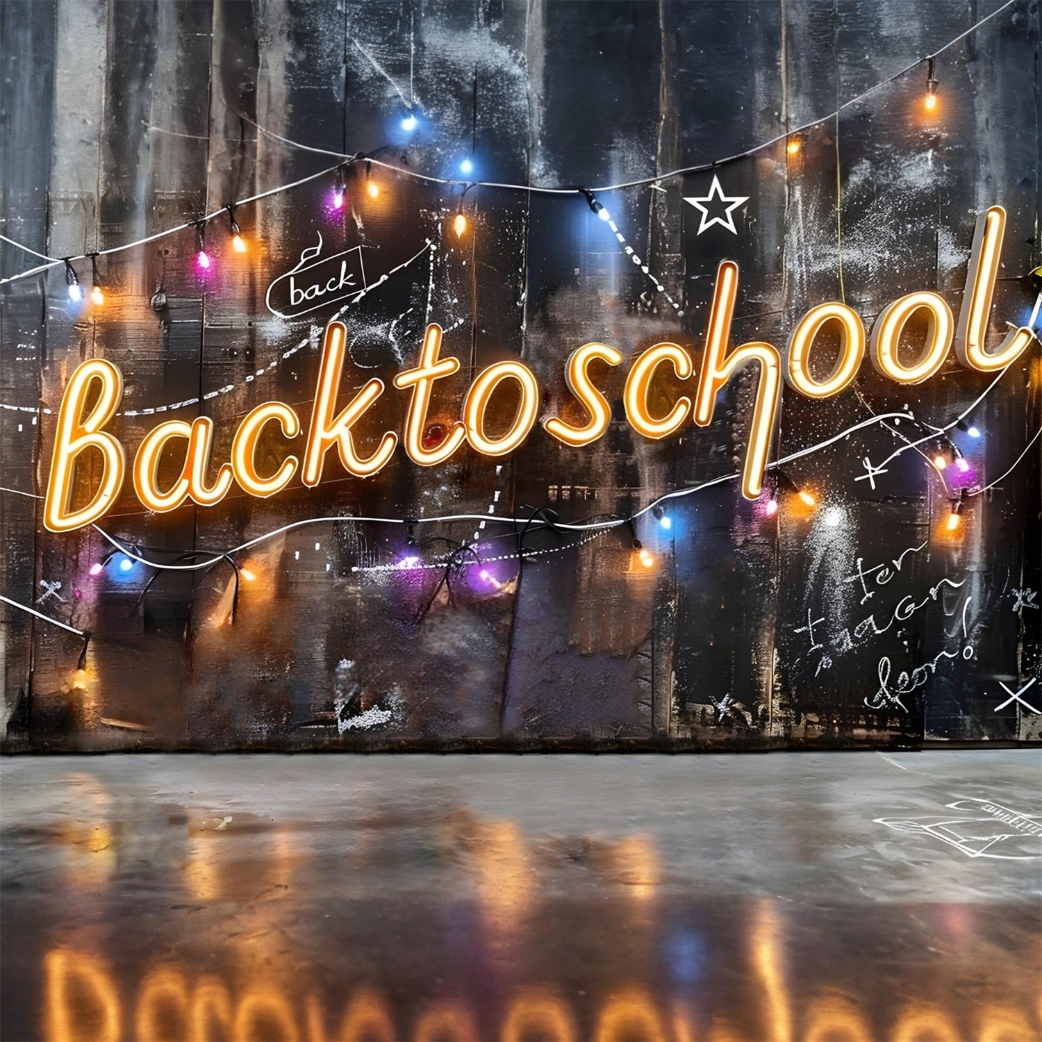 Back to School Glühende Lichterkette Backdrop RR7-221