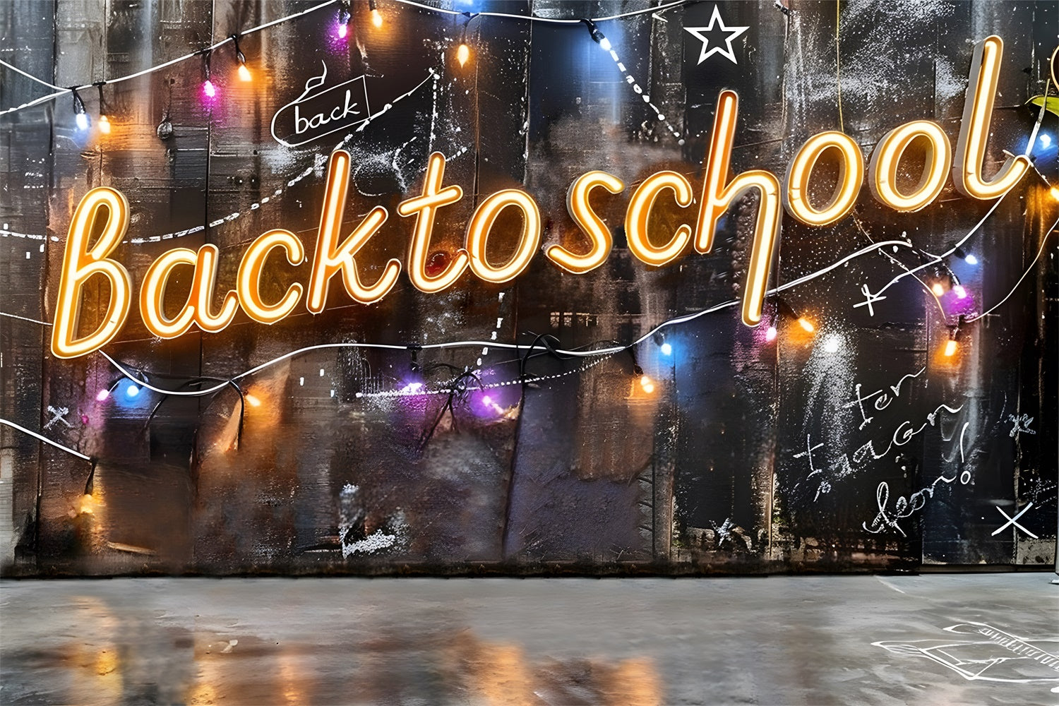 Back to School Glühende Lichterkette Backdrop RR7-221