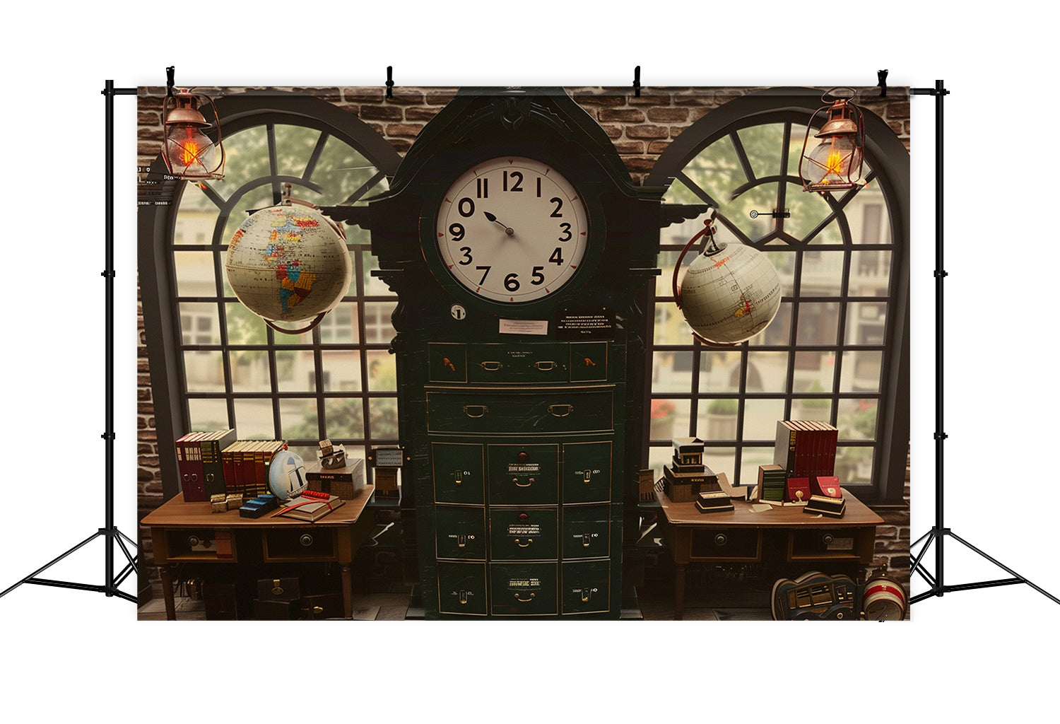 Klassische Uhr Fenster Zurück zur Schule Hintergrund RR7-223