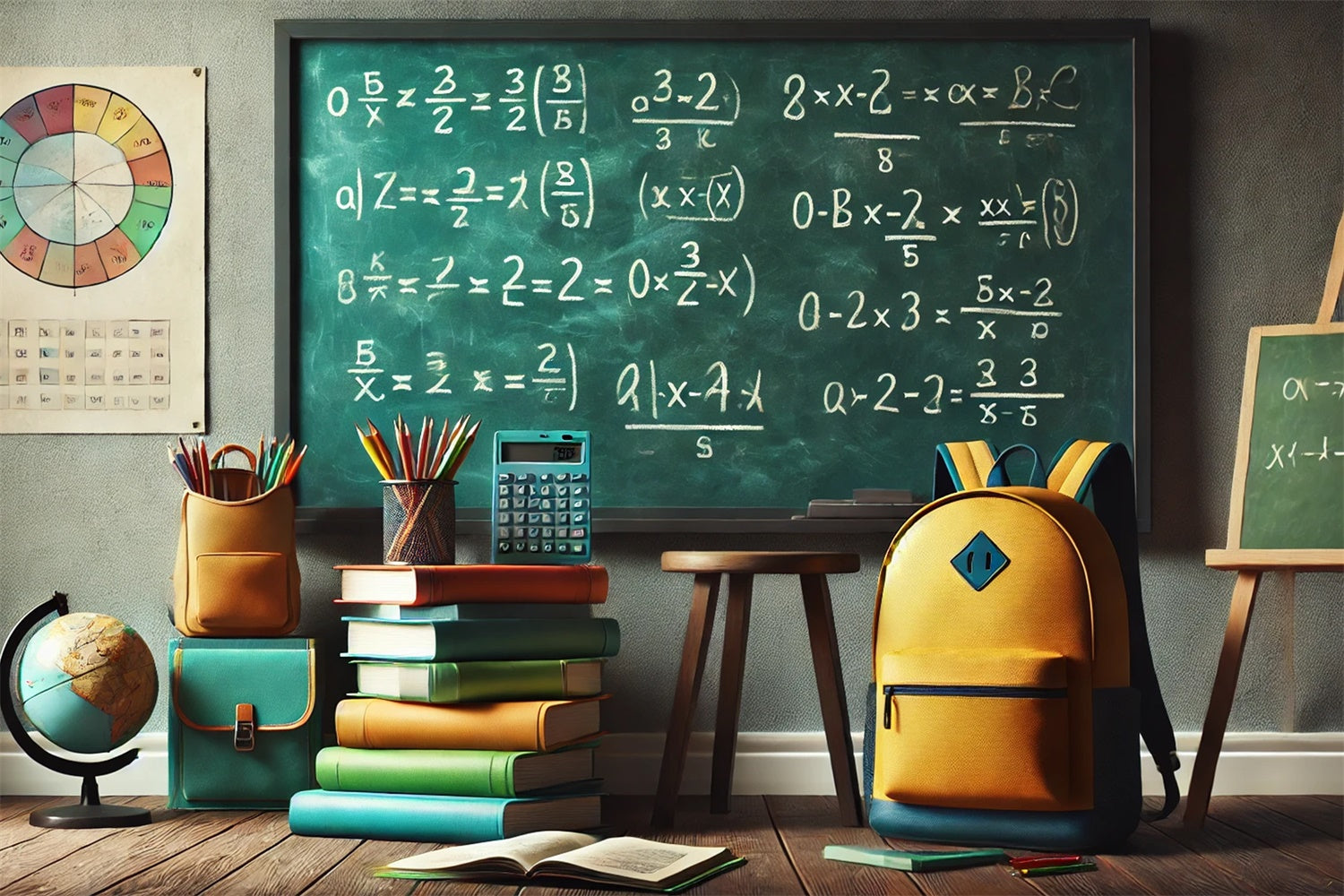 Back to School Gleichungen Kreidetafel Backdrop RR7-234
