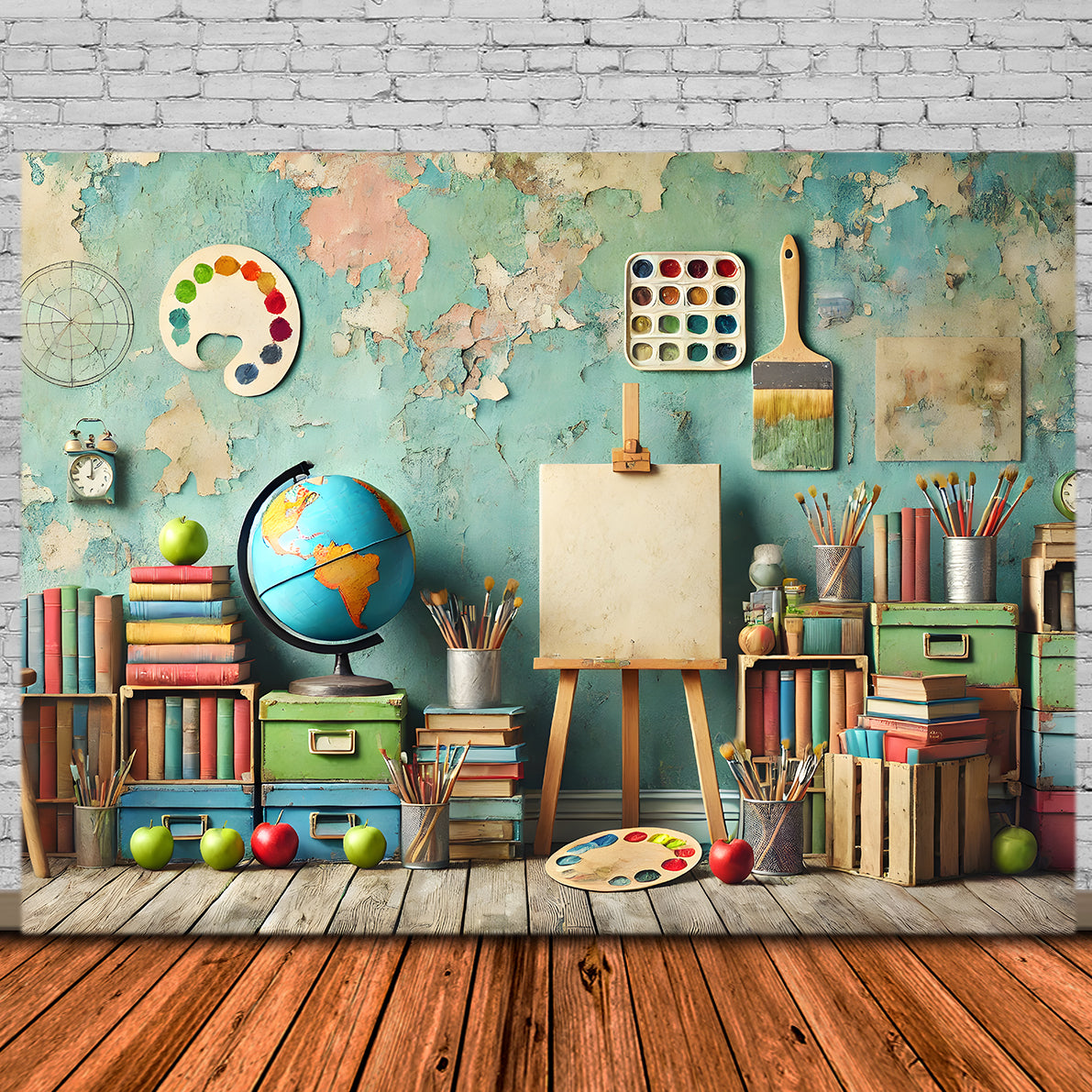 Back to School Gesprenkelte Wandhintergrundkulisse für Klassenzimmer RR7-239