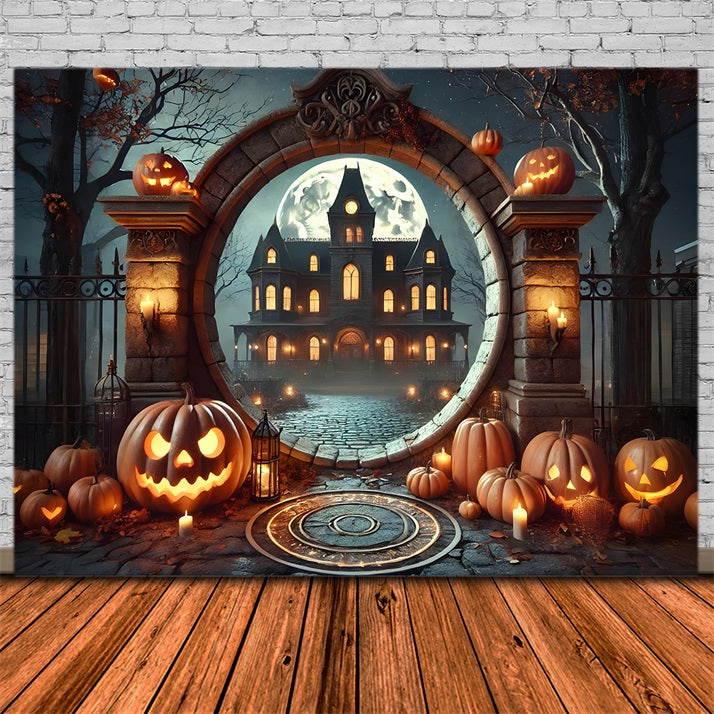 Halloween Kürbislaternen Spukhaus Torbogen Backdrop RR7-275