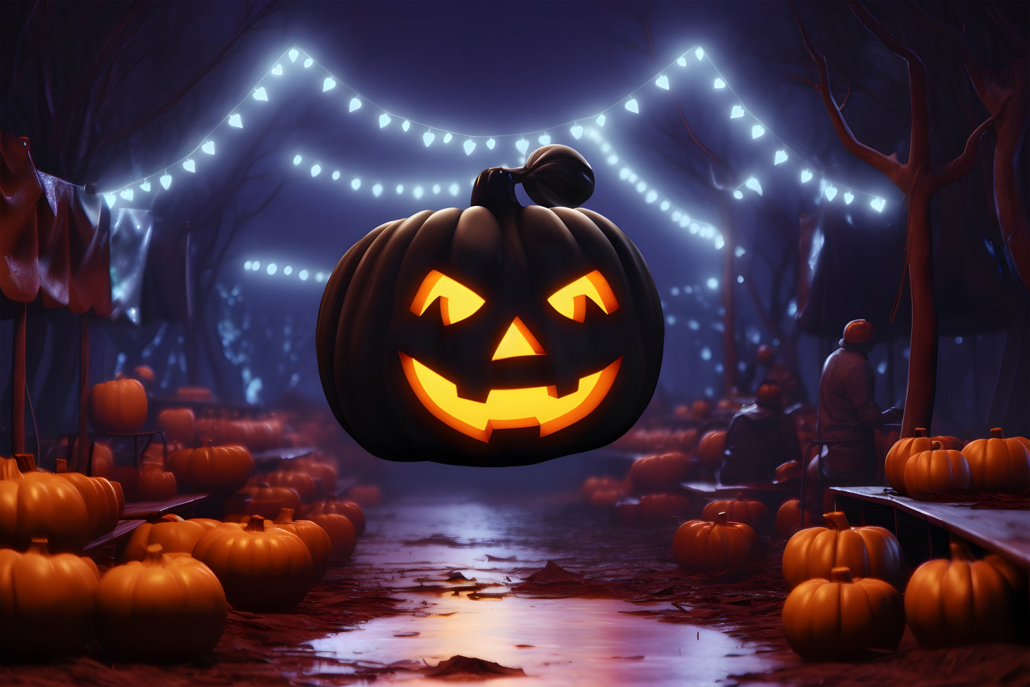 Schwimmende Jack-O'-Lantern-Nachtmarkt-Kulisse RR7-310