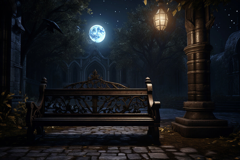Halloween Nacht Mondlicht Fotohintergrund RR7-33