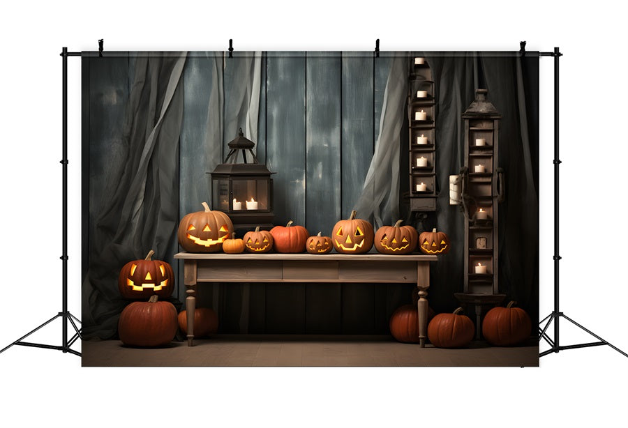 Rustikale Halloween-Kürbislaterne mit Kerzenlicht RR7-331