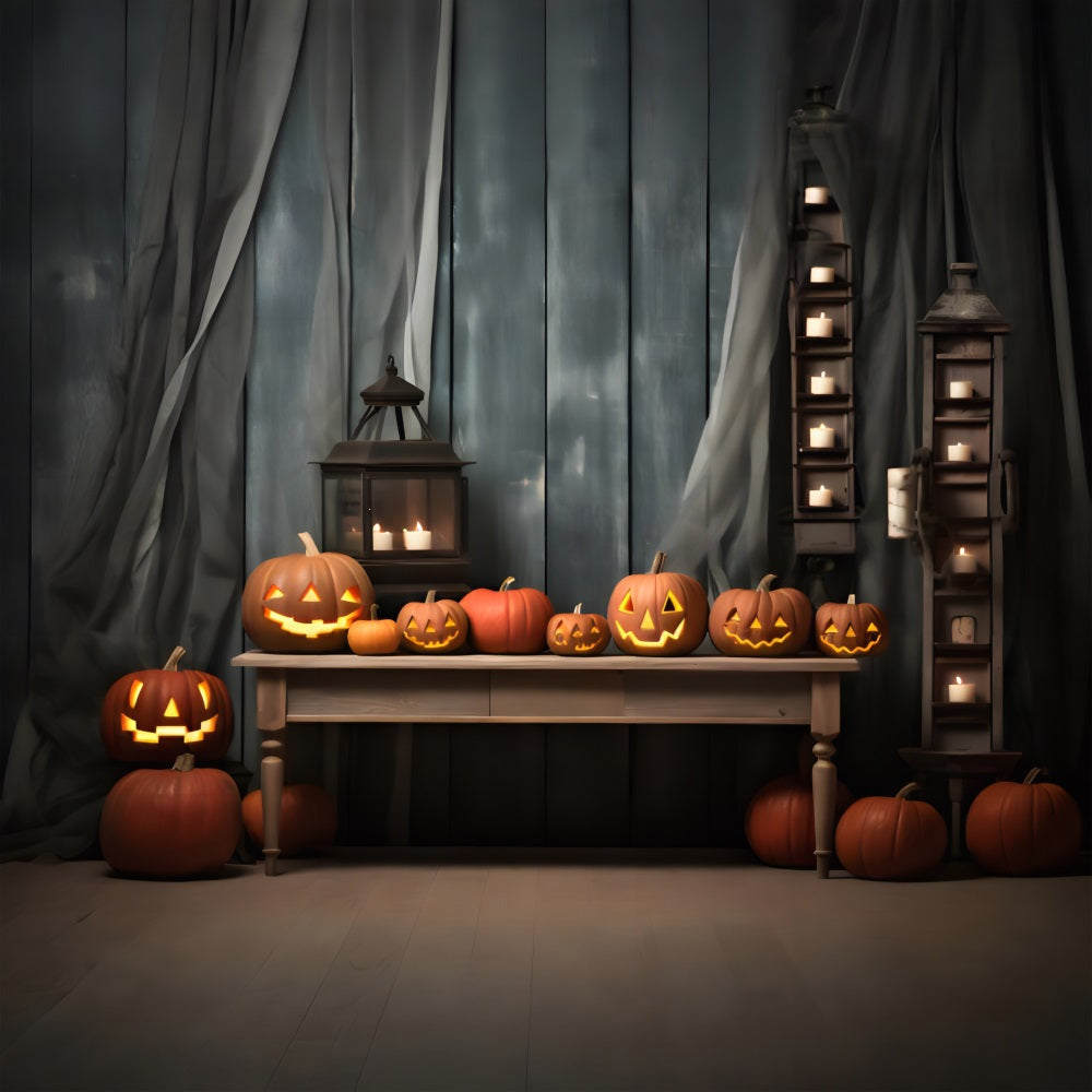 Rustikale Halloween-Kürbislaterne mit Kerzenlicht RR7-331