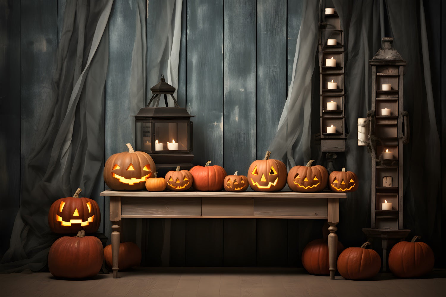 Rustikale Halloween-Kürbislaterne mit Kerzenlicht RR7-331