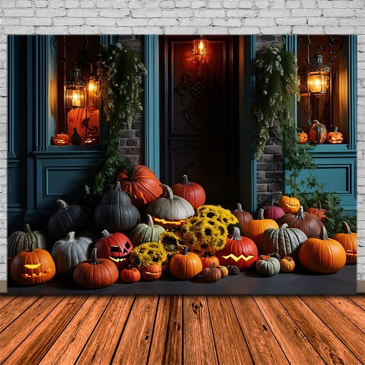 Halloween Laterne und Kürbis Veranda Display Backdrop RR7-338