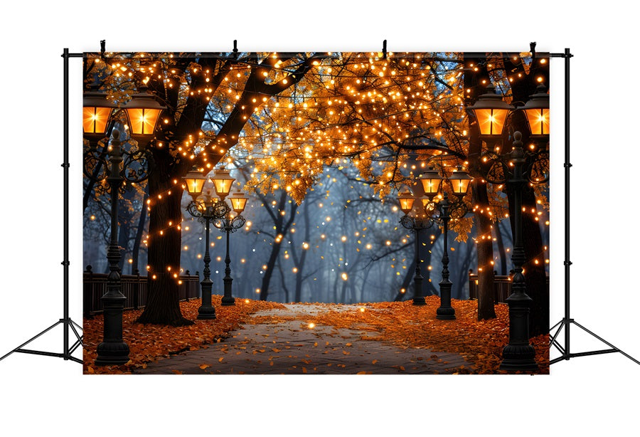 Verwunschener Herbstspaziergang mit lampenbeleuchteten Bäumen RR7-349
