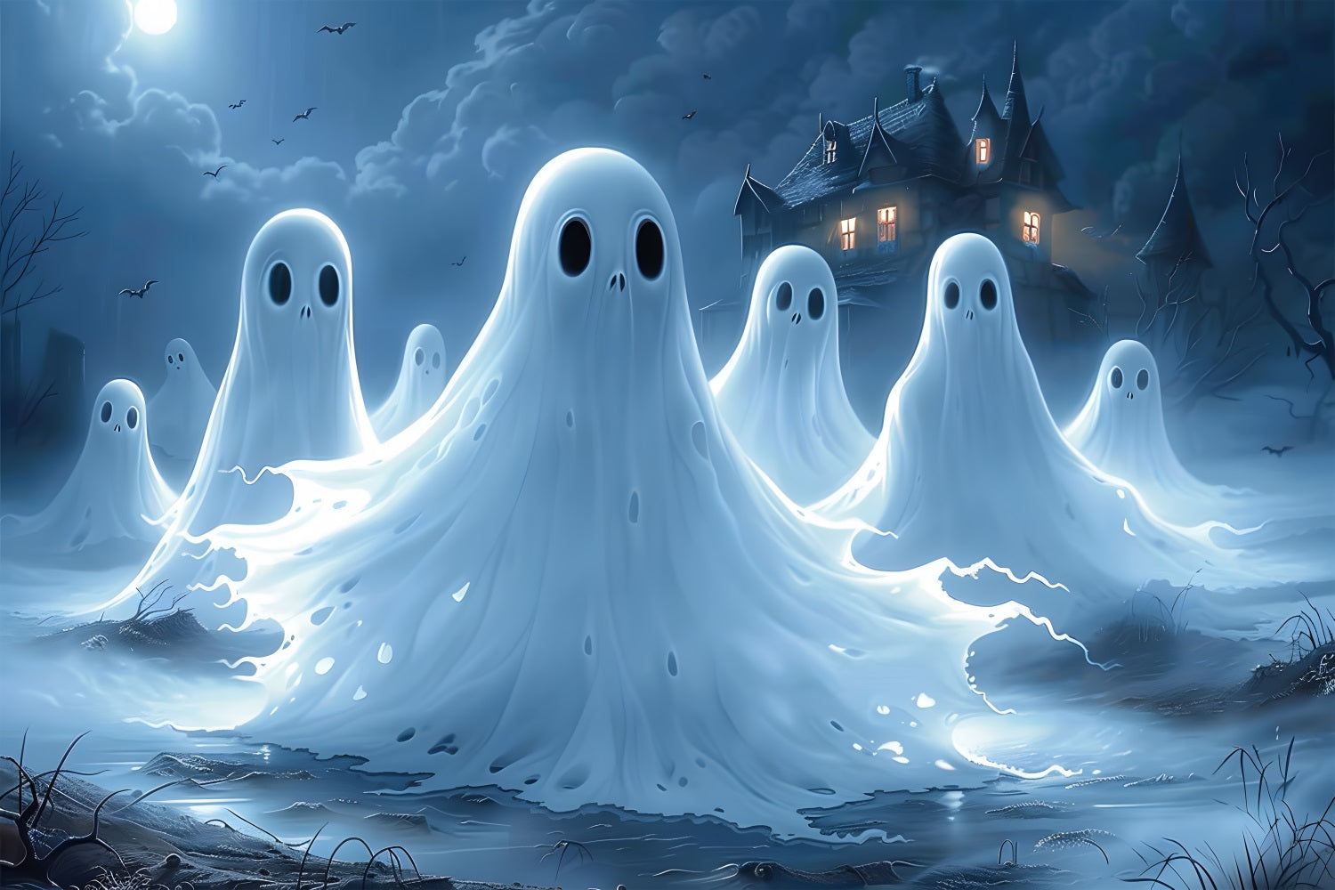 Halloween Geisterversammlung im Spukhaus Backdrop RR7-366