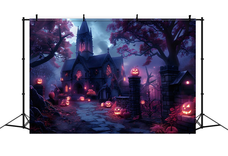 Halloween Spukkirche mit Jack-o'-Lantern Pfad Kulisse RR7-375
