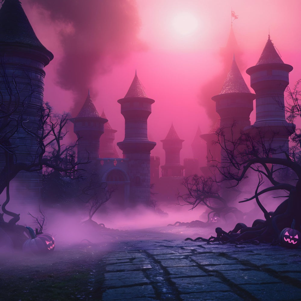 Halloween Spukschloss mit rosa Nebelkulisse RR7-377