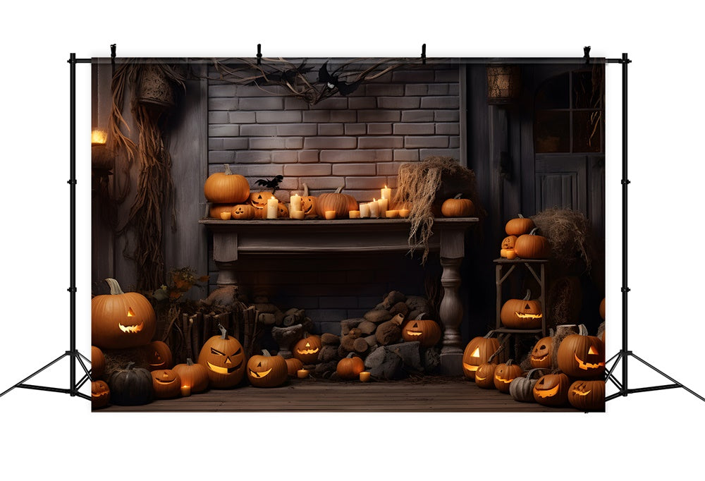 Dunkle Zimmerwand Halloween Kürbisse Hintergrund RR7-382