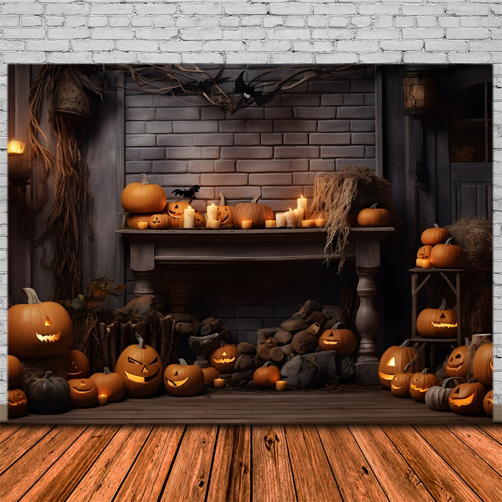 Dunkle Zimmerwand Halloween Kürbisse Hintergrund RR7-382