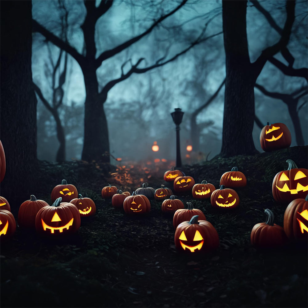 Halloween Nacht Wald Bäume Kürbisse Backdrop RR7-396