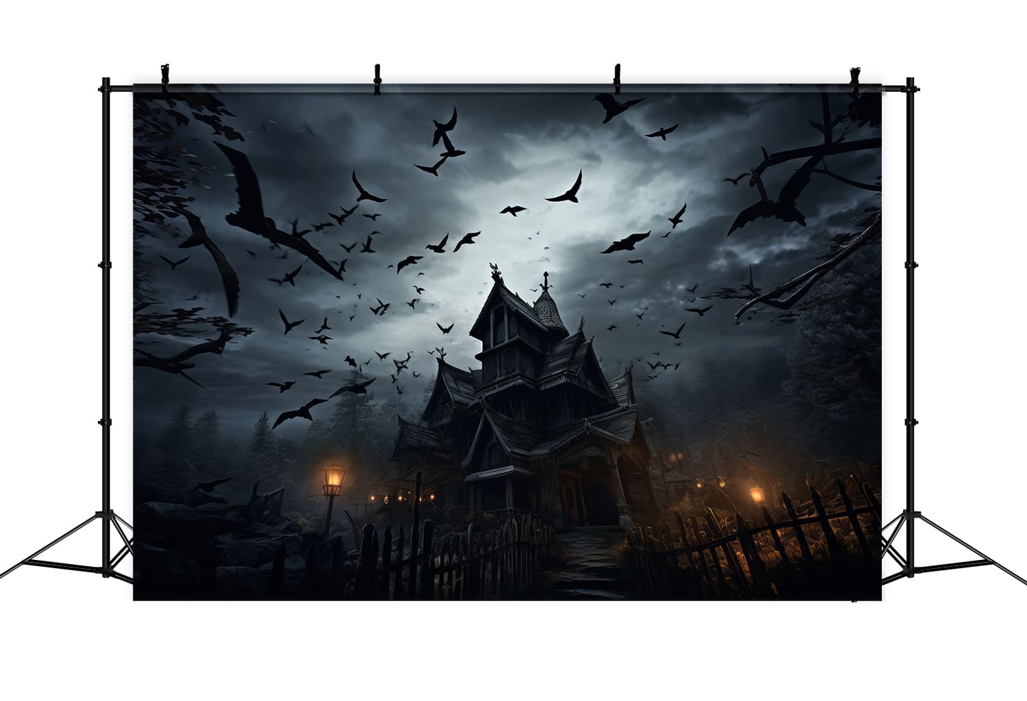 Gothic Halloween Schloss Fledermäuse Fotokulisse RR7-41