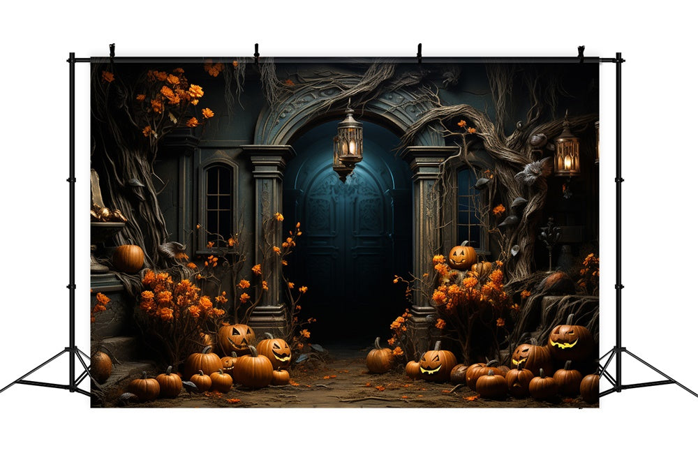 Halloween Kürbisse Kerzen Eingangskulisse RR7-411
