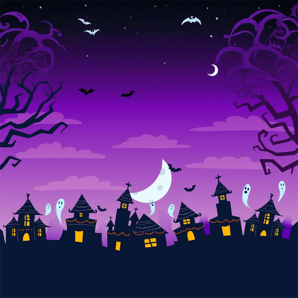 Handgezeichnete Halloween Spukhäuser Backdrop RR7-420