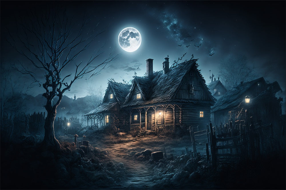 Halloween Spukhaus Mondnacht Backdrop RR7-422