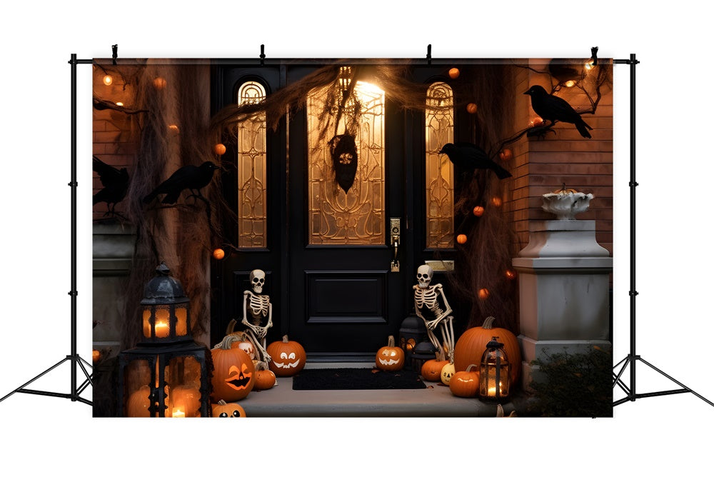 Halloween Nacht dekoriert Hof Haustür Hintergrund RR7-428