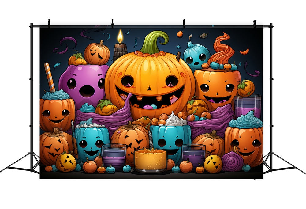 Halloween Bunte geschwungene Kürbisse Backdrop RR7-434