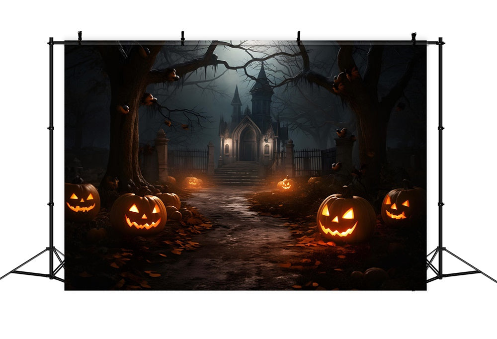Halloween Wald Nacht Spukschloss Kulisse RR7-435