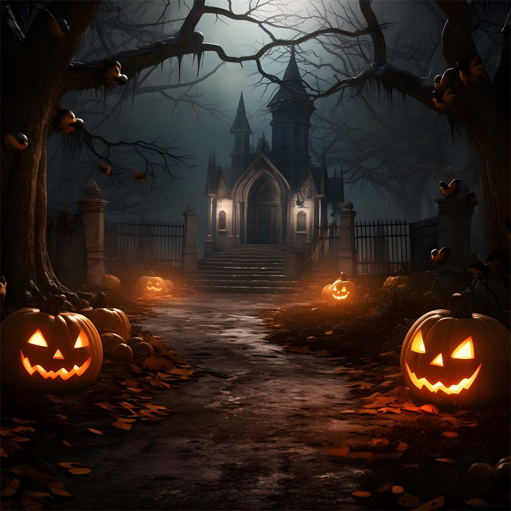 Halloween Wald Nacht Spukschloss Kulisse RR7-435