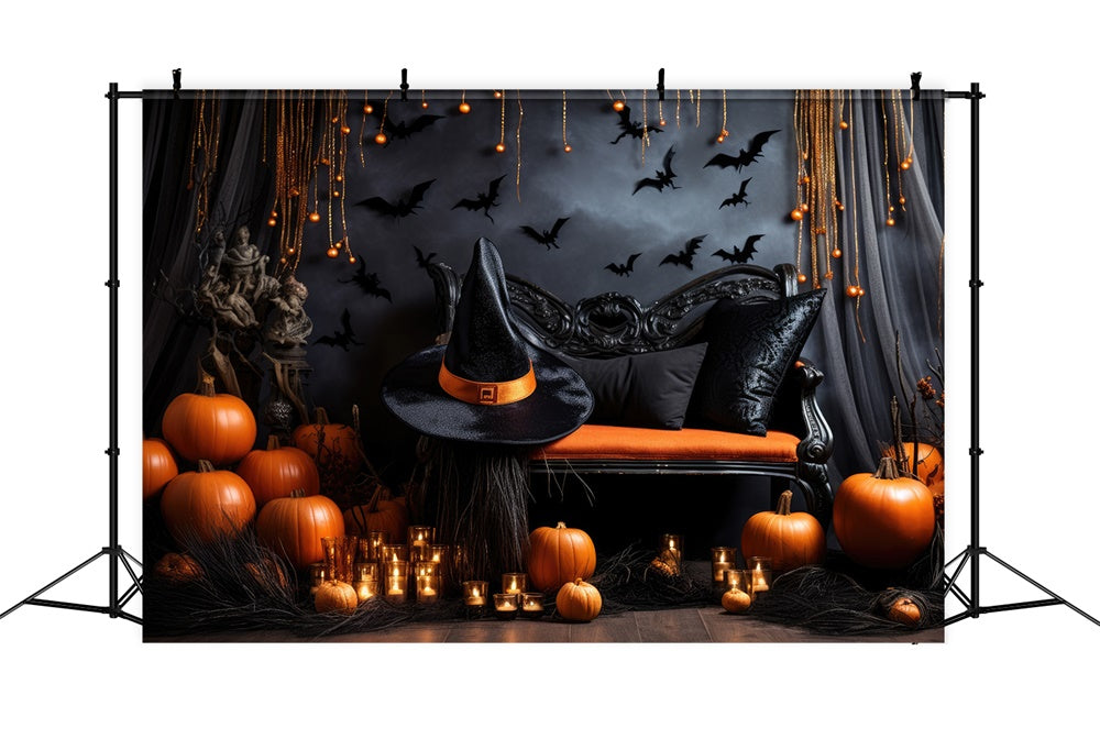 Kürbis Kerze dekoriert Wand Halloween Hintergrund RR7-452