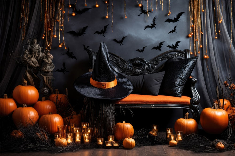 Kürbis Kerze dekoriert Wand Halloween Hintergrund RR7-452