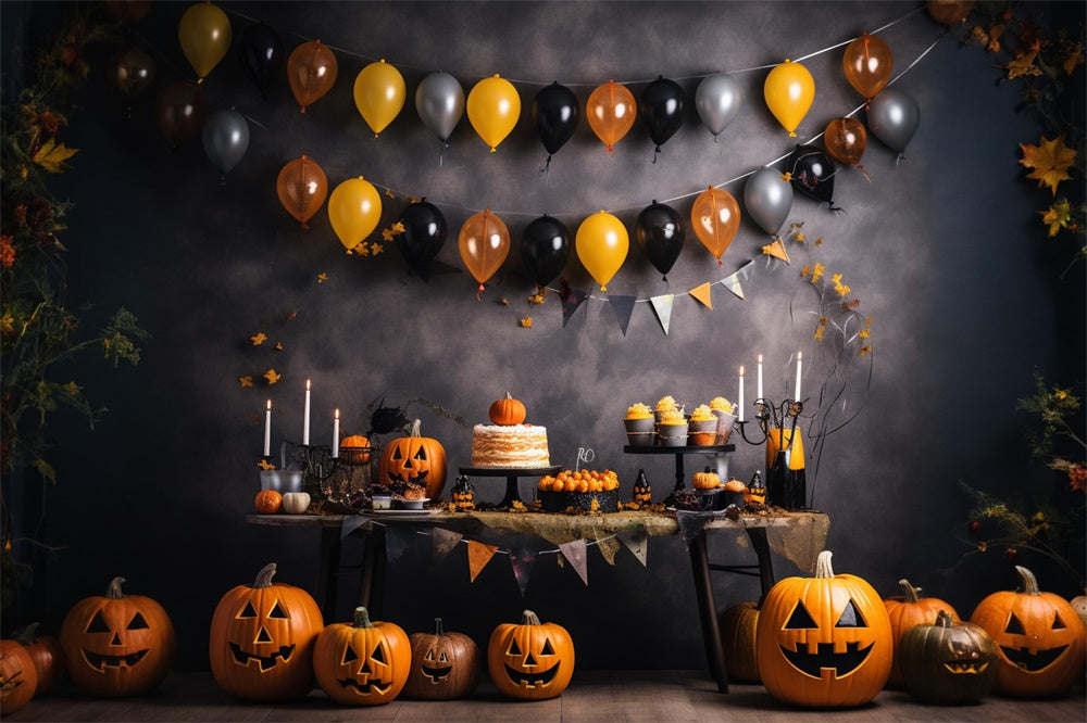 Luftballons Kürbis Halloween Wandhintergrund RR7-465